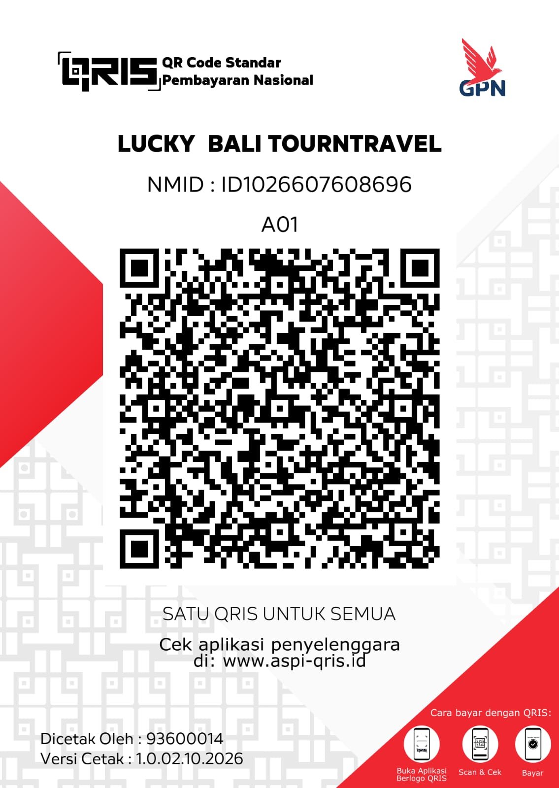QRIS Lucky Bali Tour and Travel